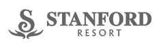 A small white rectangular image of the corporate logo of the Stanford Fernie Resort in grey lettering.